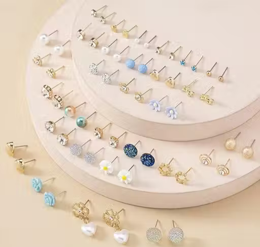 30 Pairs Fashion Stud Earrings Combo for Women