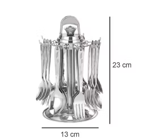 Premium 24 PCS Stainless Steel Spoon & Fork Set with Stand