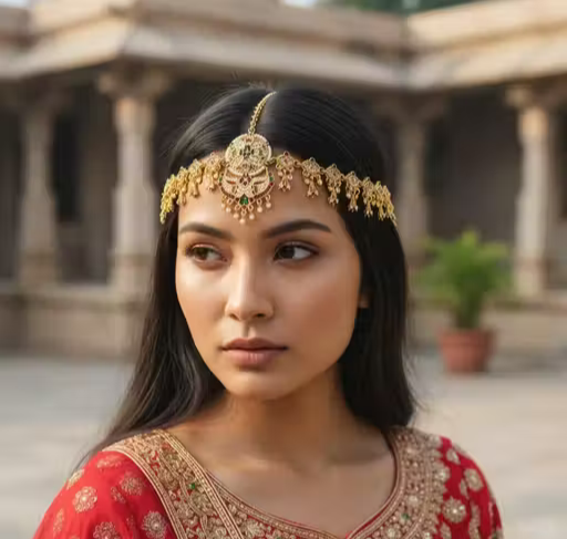 Premium Gold Tone MaangTikka for Women – Traditional Bridal Jewelry