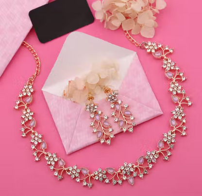 Elegant Crystal Necklace & Earrings Set for Women – Premium Fashion Jewelry