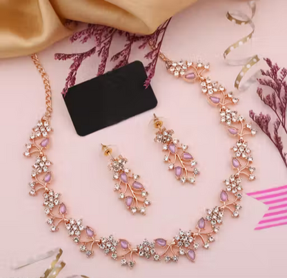 Elegant Crystal Necklace & Earrings Set for Women – Premium Fashion Jewelry