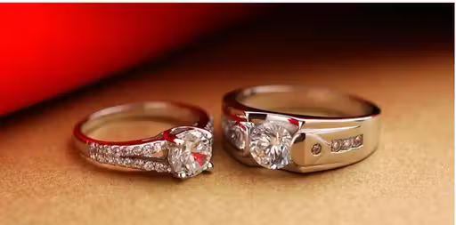 Luxury Couple Crystal Ring Set – Elegant Matching Rings for Him & Her