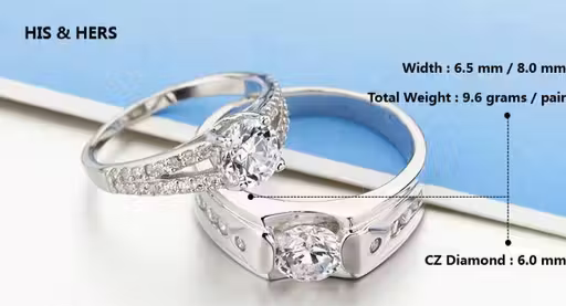 Luxury Couple Crystal Ring Set – Elegant Matching Rings for Him & Her