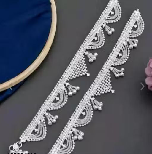 Elegant Silver Tone Traditional Anklet for Women – Designer Payal