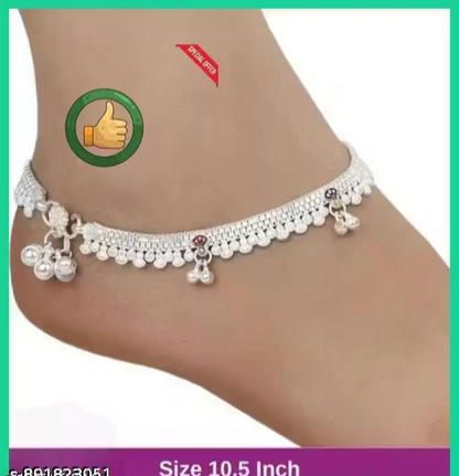 Traditional Silver Tone Charm Anklet for Women – Elegant Payal