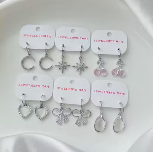 Premium 6-Piece Silver Hoop Earrings Collection for Women