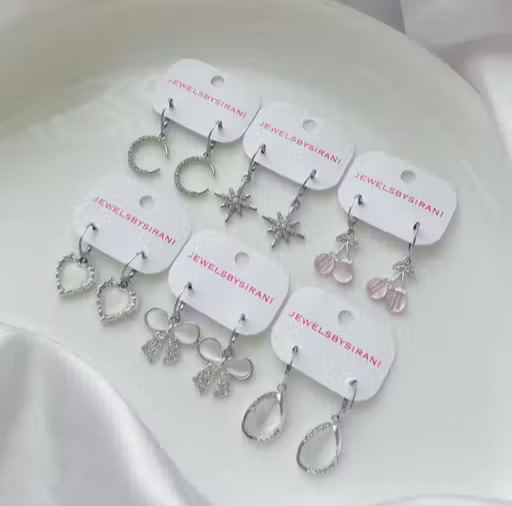 Premium 6-Piece Silver Hoop Earrings Collection for Women