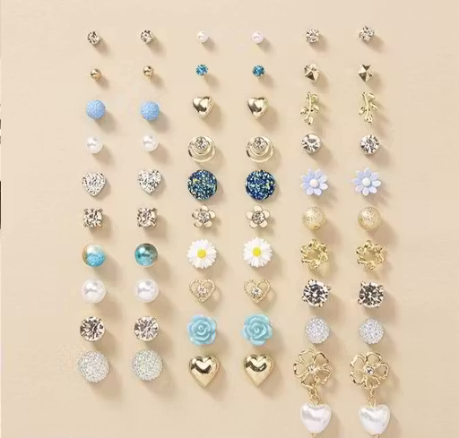 30 Pairs Fashion Stud Earrings Combo for Women