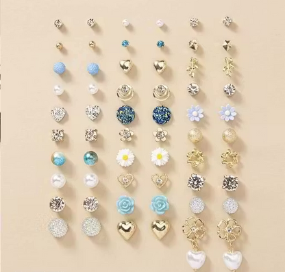 30 Pairs Fashion Stud Earrings Combo for Women