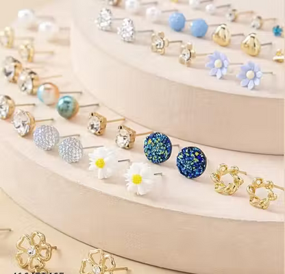 30 Pairs Fashion Stud Earrings Combo for Women